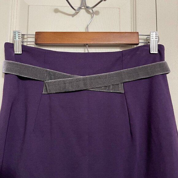 Girls From Savoy Anthropologie Women's Purple Velvet Ribbon Pencil Skirt Size 2 - Picture 4 of 9